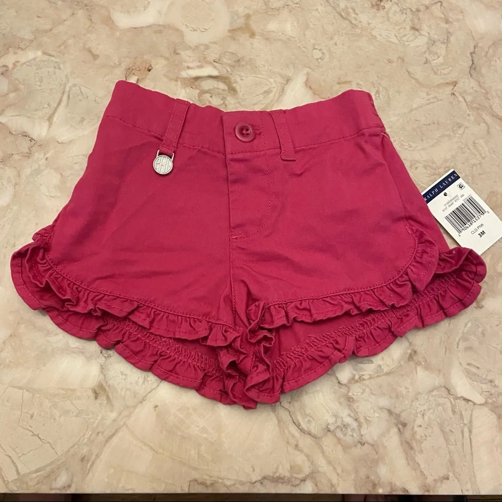 NWT Ralph Lauren Girls Pink Shorts Size 3 Months